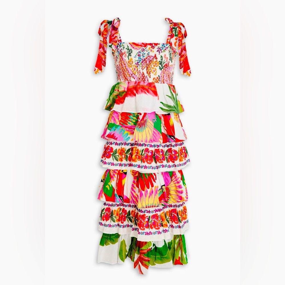 FARM RIO
Ruffled Swiss-dot cotton midi dress